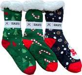Sukats® Huissokken - Homesocks - 3 Paar - Maat 37-44 - One-Size - Anti-Slip - Fluffy - Heren Huissokken - Kerst - Kerstsokken - Slofsokken - Variant 2