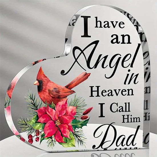 Gedenkhart - I have an angel i call him dad - Memoriam - Hart - 10x10cm