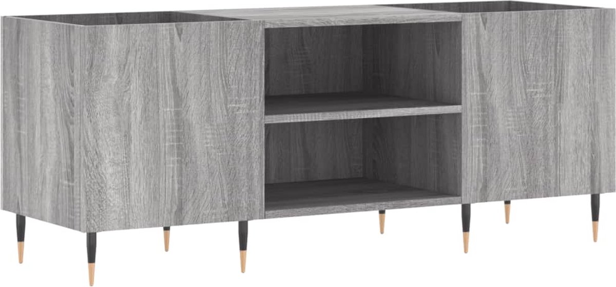 vidaXL - Platenkast - 121x38x48 - cm - bewerkt - hout - grijs - sonoma - eikenkleurig