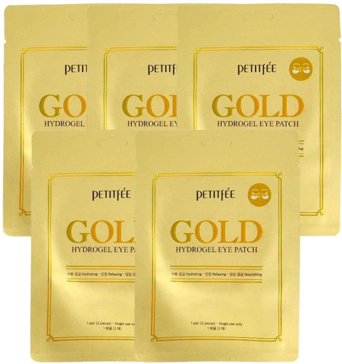 Petitfee Gold Hydrogel Eye Patch (1 pair, single use) 5 PACK - Korean Skincare