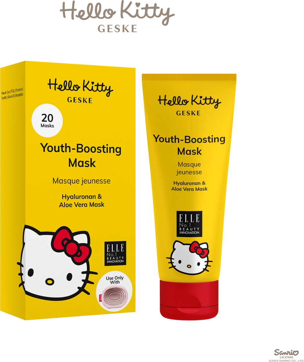 GESKE x Hello Kitty | Verjongend masker | Eenvoudig aanbrengen met het GESKE Sonic Warm and Cool Mask | Maskers tegen veroudering | Vochtige gezichtsmaskers voor dames en heren | Vegan formule