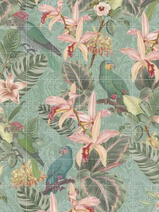 IXXI Tropical Jungle Birds - Wanddecoratie - Bloemen en Planten - 120 x 160 cm