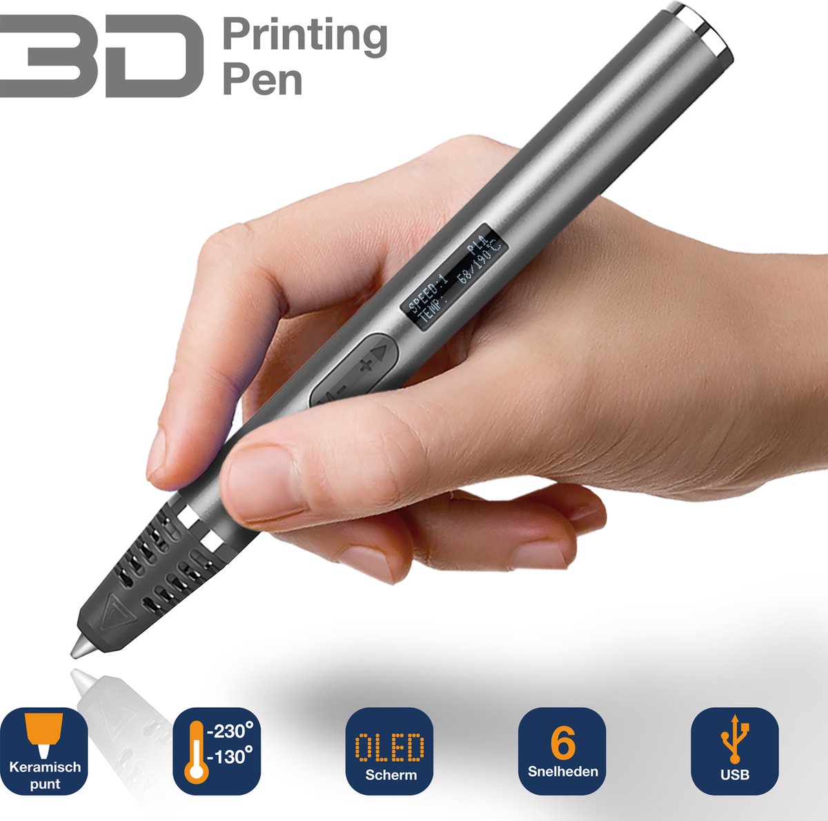 Set XXL: Stylo 3D Pen MyRiwell PRO, PLA 12x10m + CLIPS + 3D-PAD +  ADAPTATEUR