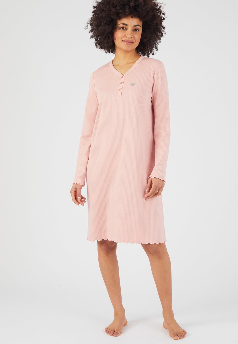 Damart Nachthemd geribd breisel - Dames - Roze - 54-56 (XXL)