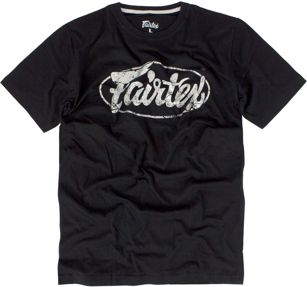 Fairtex TST148 Logo T-Shirt - Zwart - opdruk zilver - maat S