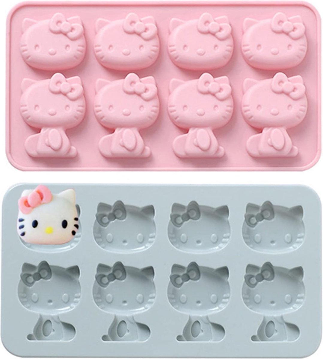 Brateuanoii Rubberen beertjes, siliconen vormen, mini-muffins bakvorm, kleine kat gevormde koekjesvorm, siliconen, voor snoep, chocolade, cake, gelei, kitty kat, 2 stuks