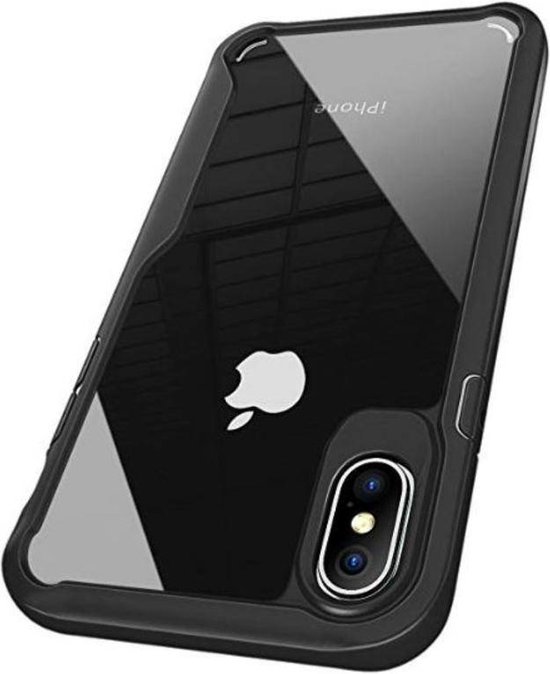 Transparante hoes met zwarte, verstevigde randen voor de iPhone met Apple logo.