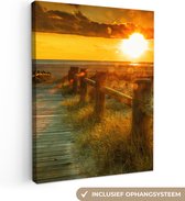 Canvas - Schilderijen woonkamer - Zon - Strand - Duin - Horizon - Canvas doek - 60x80 cm - Muurdecoratie - Foto op canvas