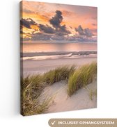 Canvas schilderij duinen en zee 30x40 - Kamer decoratie accessoires strand en waddenzee - Schilderijen woonkamer - Wanddecoratie slaapkamer - Muurdecoratie keuken - Wanddoek binnen - Woondecoratie huis - Woonaccessoires