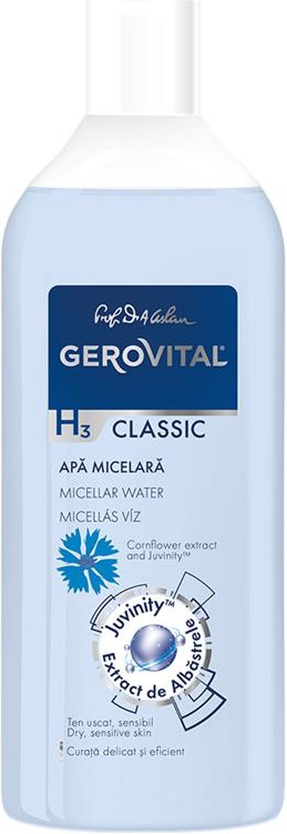 Micellair water - Korenbloemextract en Juvinity- hyaluronzuur - 400ml - voor de droge, gevoelige huid - Gerovital H3 Classic