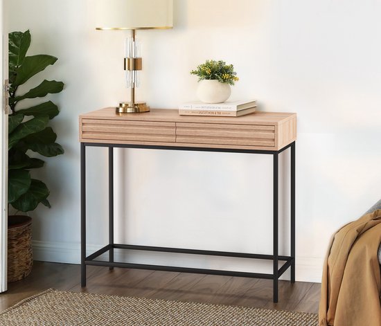 LIFEZEAL Consoletafel met stopcontact, industriële haltafel