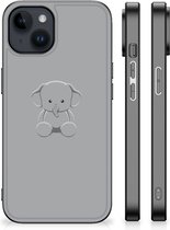 Hippe Hoesjes Geschikt voor iPhone 15 Plus Telefoonhoesje met Zwarte rand Baby Olifant