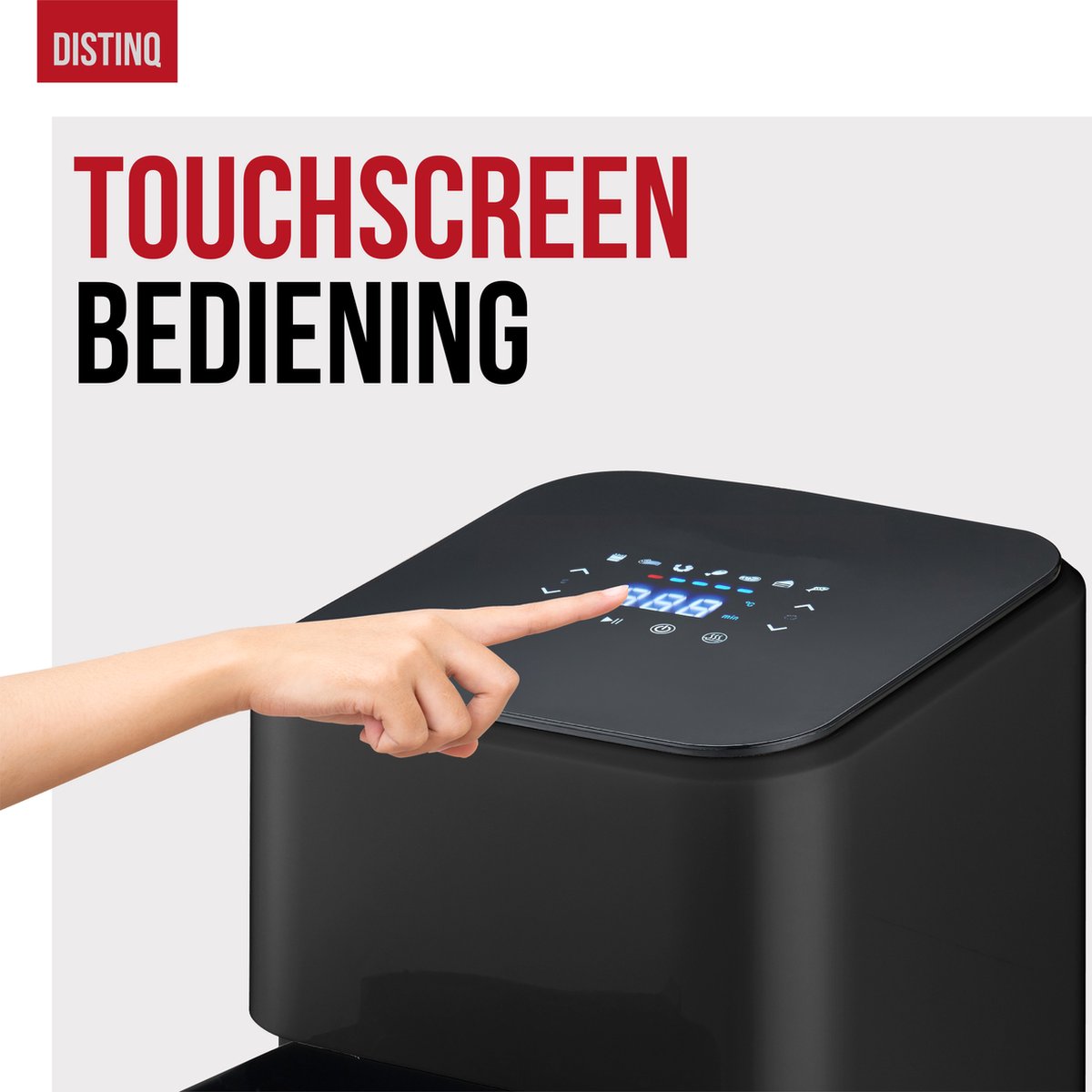 Afbeelding 3 van DistinQ Heteluchtfriteuse compact- Airfryer - 4 liter inhoud - Digitaal display - Zwart