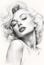 Marilyn Monroe Poster | Poster Zwart Wit | Marilyn Monroe Zwart Wit | Elegante Poster | Woonkamer Decoratie | Wanddecoratie | Muurposter | 61x91cm | YR | Geschikt om in te lijsten