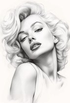 Marilyn Monroe Poster | Poster Zwart Wit | Marilyn Monroe Zwart Wit | Elegante Poster | Woonkamer Decoratie | Wanddecoratie | Muurposter | 51x71cm | YR | Geschikt om in te lijsten