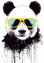 Panda Poster | Panda met Zonnebril Poster | Gele Zonnebril | Woonkamer Decoratie | Wanddecoratie | Muurposter | 61x91cm | YR | Geschikt om in te lijsten