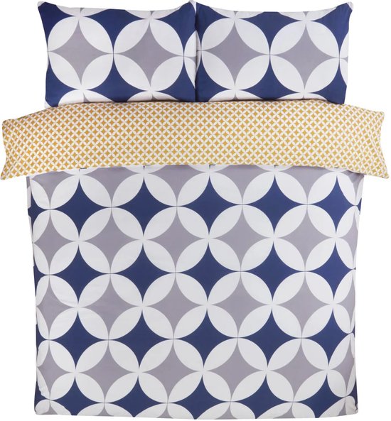 Housse de couette Géo - Blauw - Coton mélangé - Lits-jumeaux