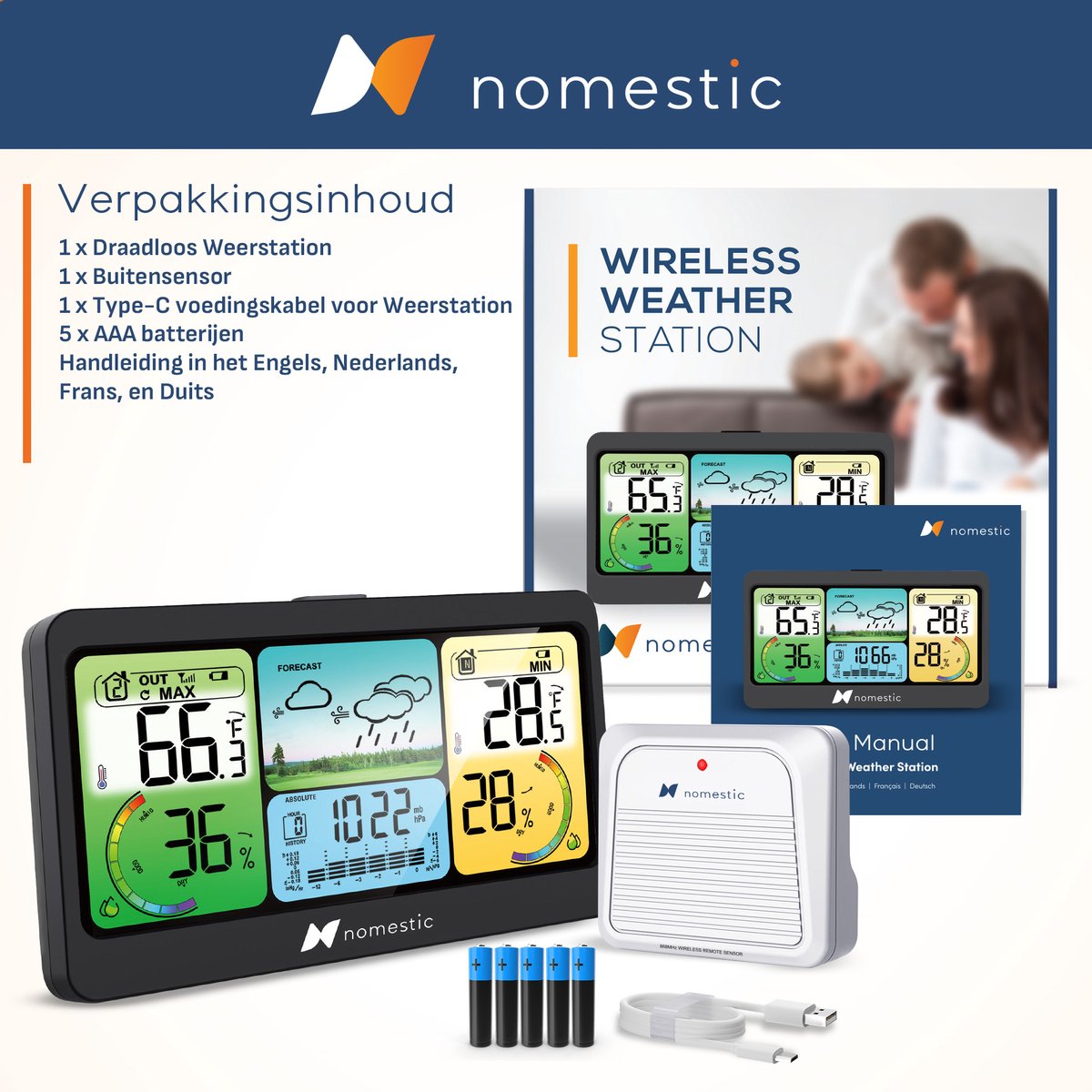 Nomestic® N100 Station Météo Sans Fil Intérieur et Extérieur – Capteur  Extérieur