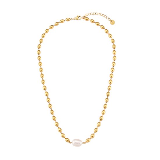 The Jewellery Club - Bobbi pearl necklace gold - Collier - Dames - Parels - Goud - Stainless steel - 40 cm