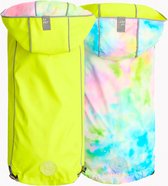 GF Pet Reversible Raincoat - Regenjas Hond - Waterdichte Hondenkleding - Maat 2XL Hondenjas Ruglengte 61cm - Neon Geel met Tie Dye