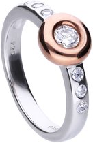 Diamonfire - Zilveren ring met steen Maat 19.5 - Rosegoudvergulde Kastzetting - Donut