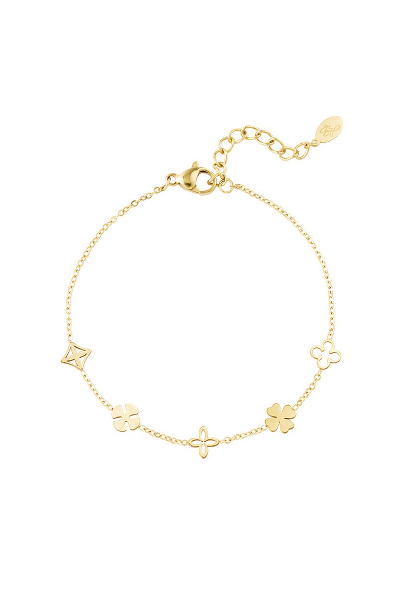 Armband vijf bedels - goud