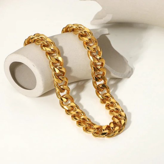 Cuban Link ketting - 15mm - Dikke gouden ketting - Dames Ketting - 18k goldplated - Schakel ketting -