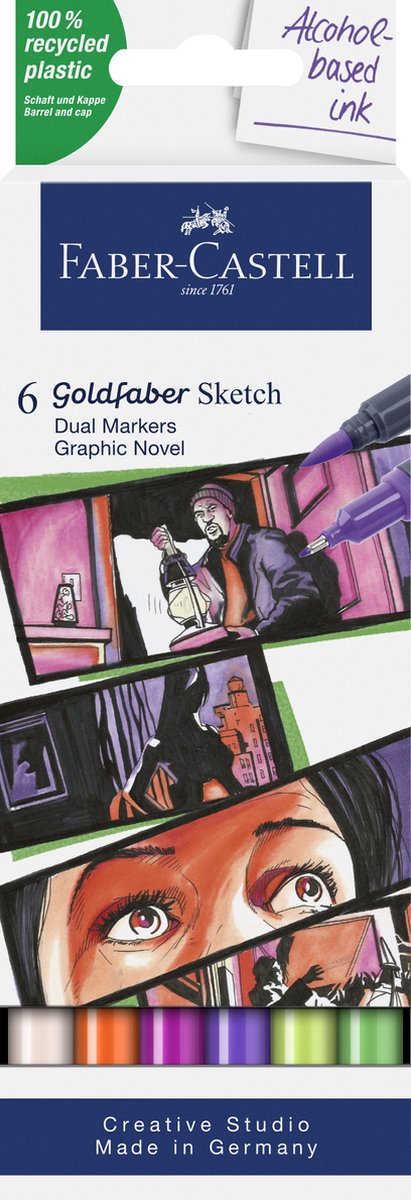 Faber-Castell sketchmarker - Goldfaber - Graphic Novel set - 6 kleuren - alcoholmarker - FC-164810