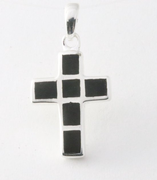 Pendentif croix en argent avec onyx
