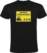 Heftruck gecertificeerd Heren T-shirt - werk - magazijn - transportmiddel - voorlader - humor - grappig