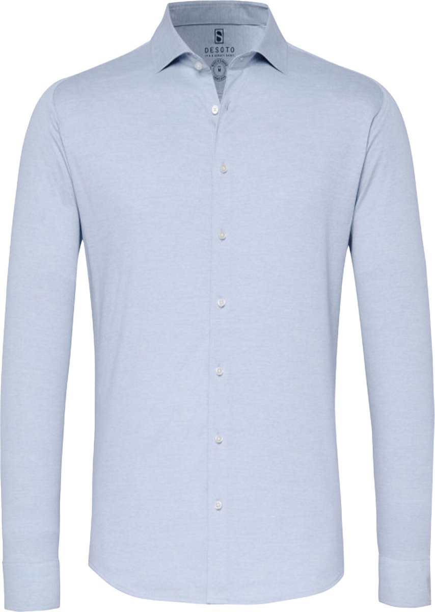 Desoto - Overhemd Strijkvrij Kent Melange Lichtblauw - Heren - Maat XL - Slim-fit
