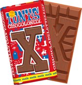 Tony's Chocolonely Chocolade Letter X - Melkchocolade Reep - Sinterklaas Cadeau - Schoencadeautje Sint - Fairtrade Belgische Chocolade - 180 Gram