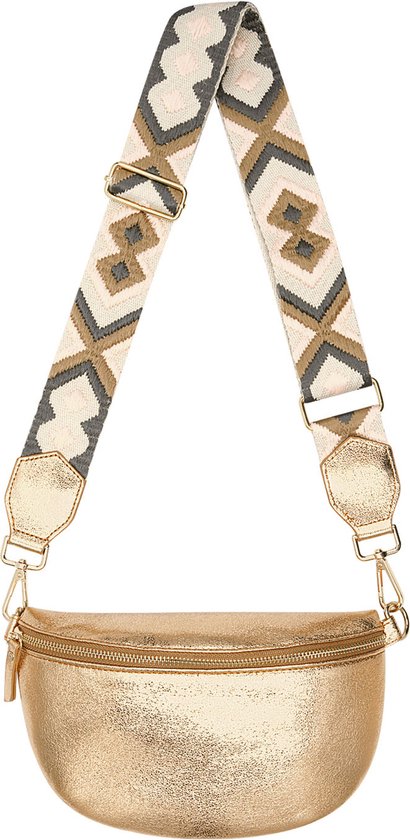 Cross body tas- schoudertas - met gekleurde strap - goud - super trendy tas