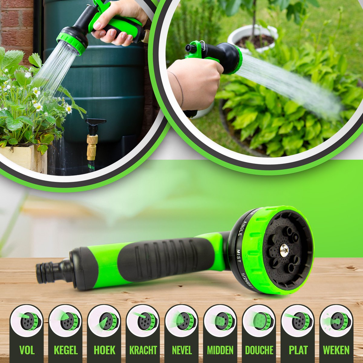 MD-Goods ® Super Sterk Uitrekbare Tuinslang 50 Meter Incl. Opbergtas, Koppelstukken, Sproeikop, Ophanghaak- Flexibel Elastisch thumbnail 2