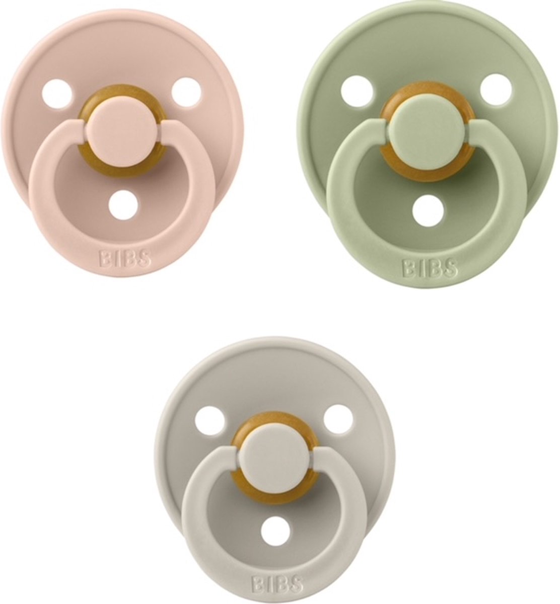 Goedkoopste Bibs fopspeen 6-18 maand set 3 stuks Sage,Blush en Sand maat 2