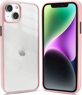 Coverzs telefoonhoesje geschikt voor Apple iPhone 13 hoesje - doorzichtig acryl telefoonhoesje met gekleurde silicone rand - optimale bescherming - roze