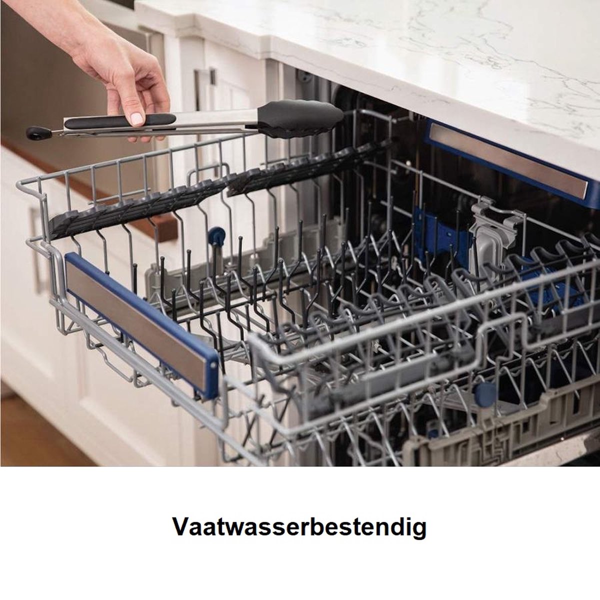 Keukentang RVS 3 Delige Set - Serveertang - BBQ Tang - Barbecue Tang - Vleestang - Vis tang - Grilltang - Saladetang - Keukentangen - BBQ Accessoires - Zwart - Met ophangoog - Keukengerei - Keukengadget - Vaatwasser bestendig - 3 Handige maten — afbeelding 3