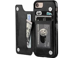 ShieldCase telefoonhoesje geschikt voor Apple iPhone SE 2020 / SE 2022 wallet case - zwart - Bookcase hoesje portemonnee - Walletcase flipcase shockproof hoesje pasjeshouder
