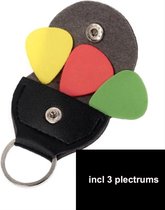 CHPN - Sac Plectres - Plectres - Porte-clés plectre - Accessoire guitare - Support plectre - Incl. 3 médiators - Cuir PU - Zwart