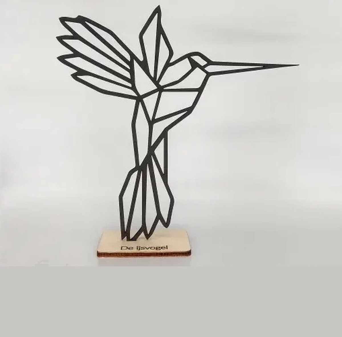 Silhouette - ijsvogel - op voetstuk - 26x26cm - zwart