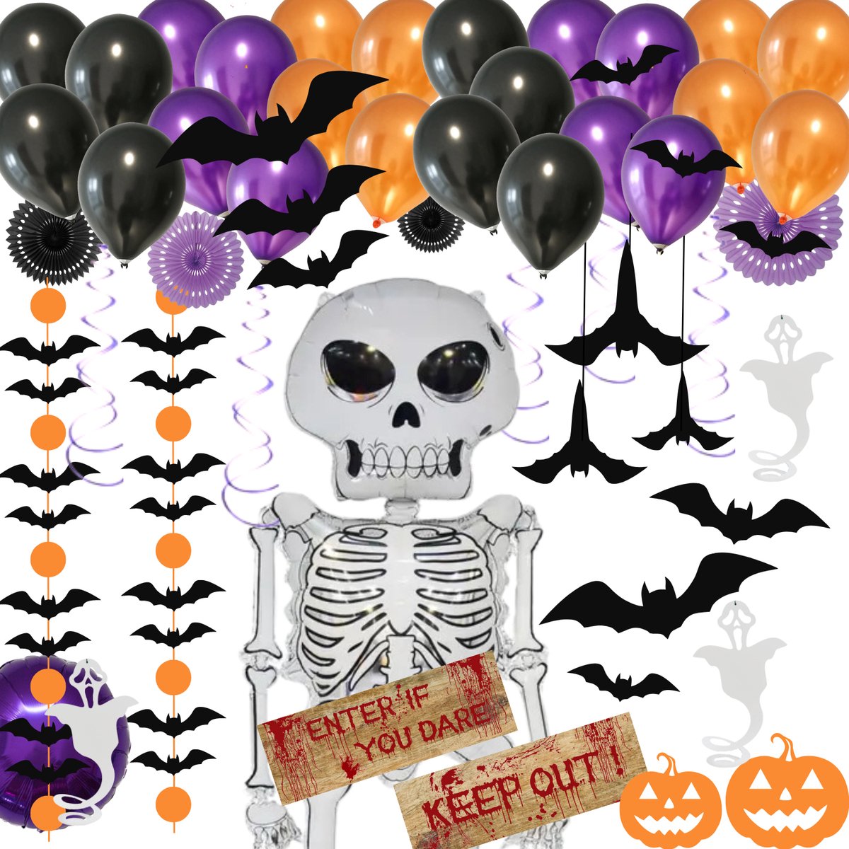 My Theme Party - Halloween decoraties 60 stuks - Halloween versiering - Halloween ballonnen - griezel versiering