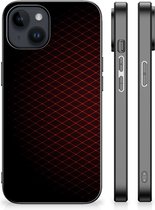 Backcase TPU Siliconen Hoesje Geschikt voor iPhone 15 Plus GSM Hoesje met Zwarte rand Geruit Rood
