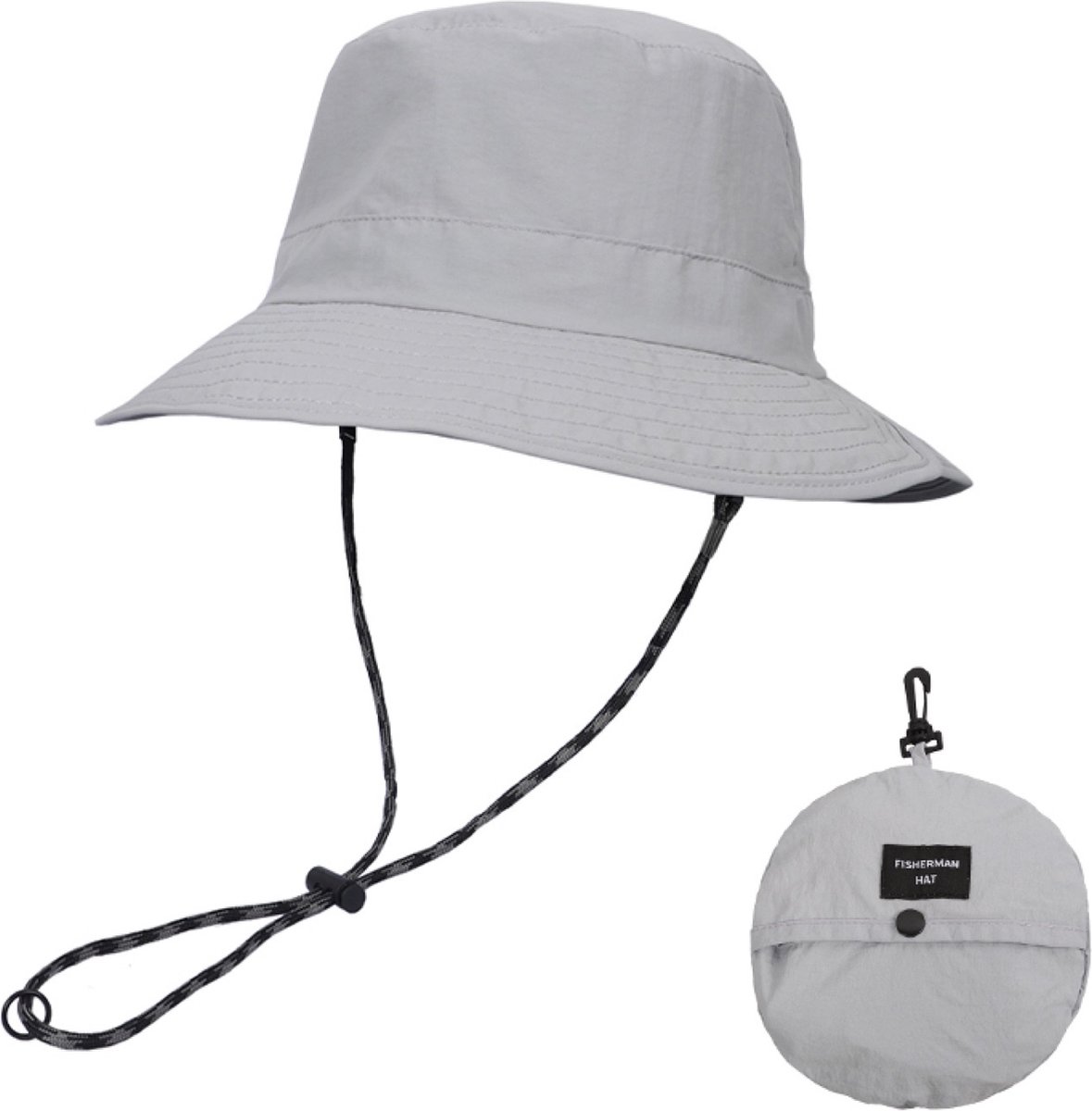 Bucket Hat Dames, Zonnehoed, Cowboyhoed, One Size, Verstelbare Maat 53-59 cm - Lichtgrijs