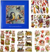 Poëziealbum - 16x16 - Blauw - S7 - Vogels - met 5 vellen Poëzieplaatjes - Versjes - Gedicht - Cadeau - Sint - Geschenk - Knutselen - Hobby - Creatief - Scrapbook - Poezie