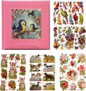 Album de poésie - 16x16 - Rose clair - S1 - Vogels - avec 5 feuilles Images de poésie