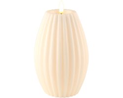 Luxe LED kaars - Cream Stripe LED Candle 10 x 15 cm - net een echte kaars! Deluxe Homeart