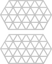 Krumble Pannenonderzetter - Set van 2 - Hexagon - Pannenonderlegger - Tafelaccessoire - Hittebestendig - Siliconen - 14 x 24 - Grijs