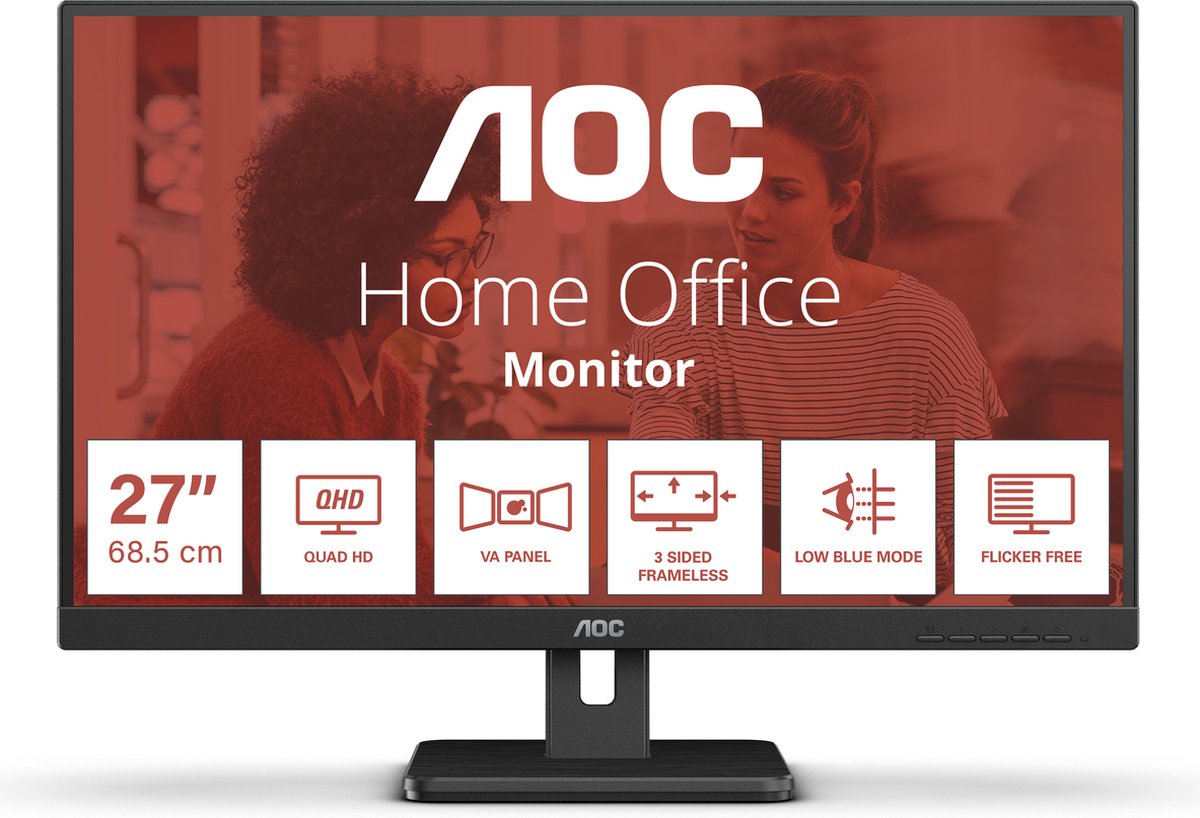 AOC E3 Q27E3UAM computer monitor 68,6 cm (27") 2560 x 1440 Pixels Quad HD Zwart