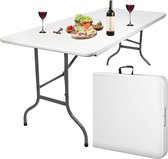 Vouwtafel - Klaptafel - Tuintafel - Buitentafel - Picknicktafel - Handig draagsysteem - 180x74x74cm - Wit