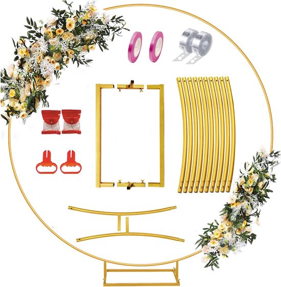 Arche De Mariage Double Tube Avec Base - Support Décoratif Pour Fond, Jardin, Fêtes